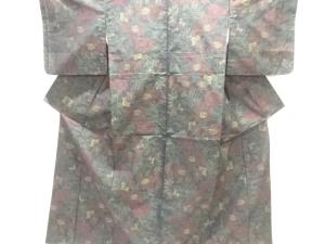 花模様織出し本場泥大島紬着物